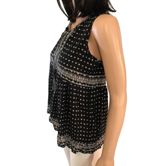 Max Studio Black & White Bandana‎ Peasant Sleeveless Blouse size small - Picture 4 of 6